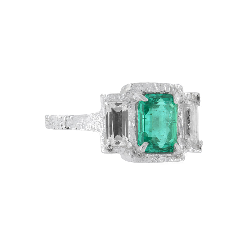 Amelius Emerald Diamond Engagement Ring