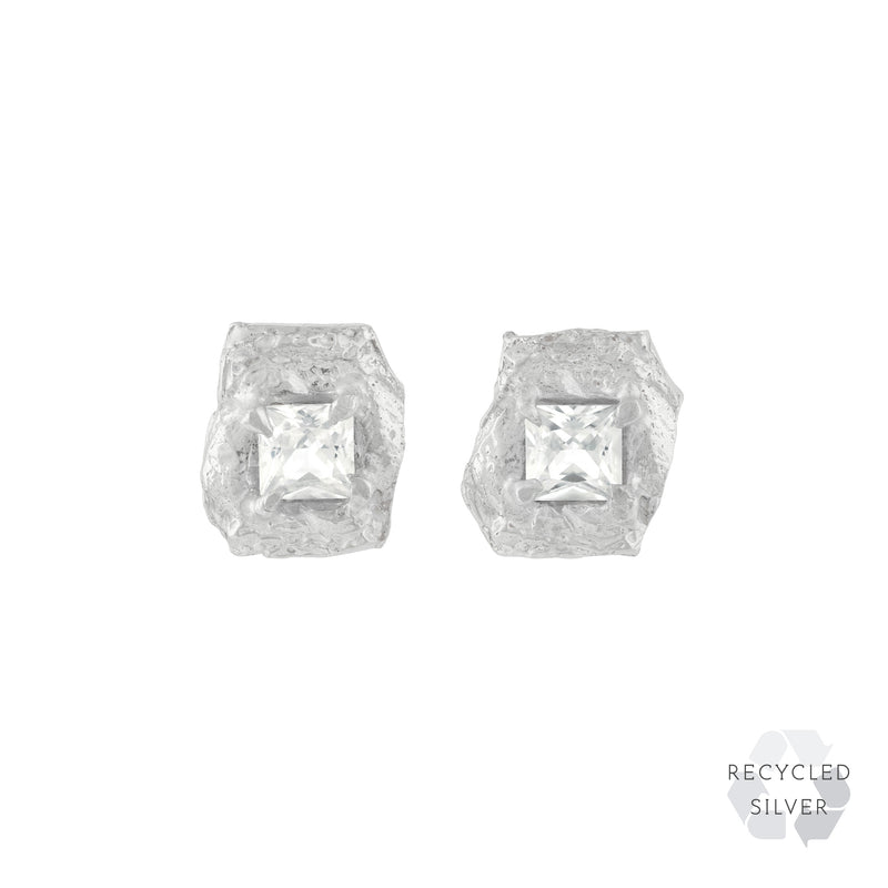 Deti White Sapphire Argenti Recycled Silver Earrings