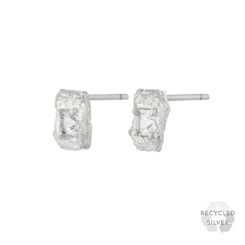 Deti White Sapphire Argenti Recycled Silver Earrings