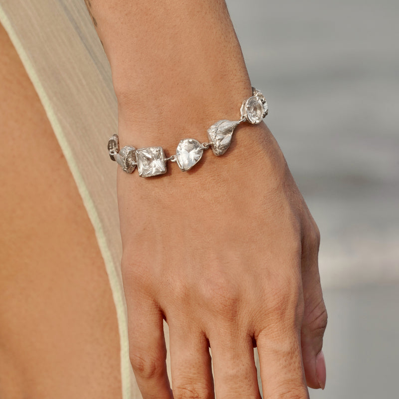 Eda White Sapphire Argenti Recycled Silver Bracelet