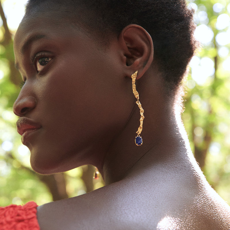 Enoki Sapphire Recycled Silver Earrings