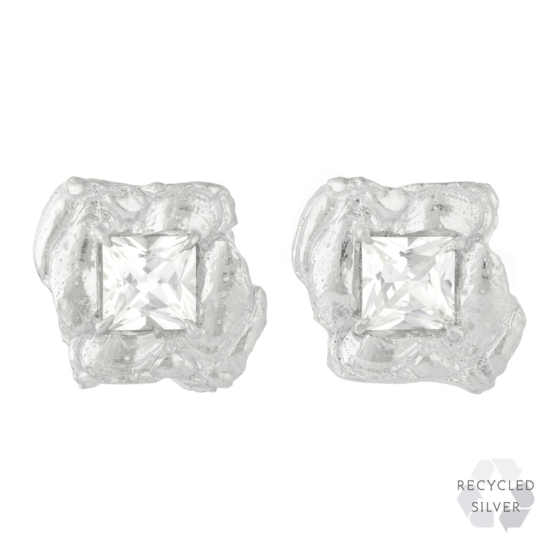 Jaqi White Sapphire Argenti Recycled Silver Earrings