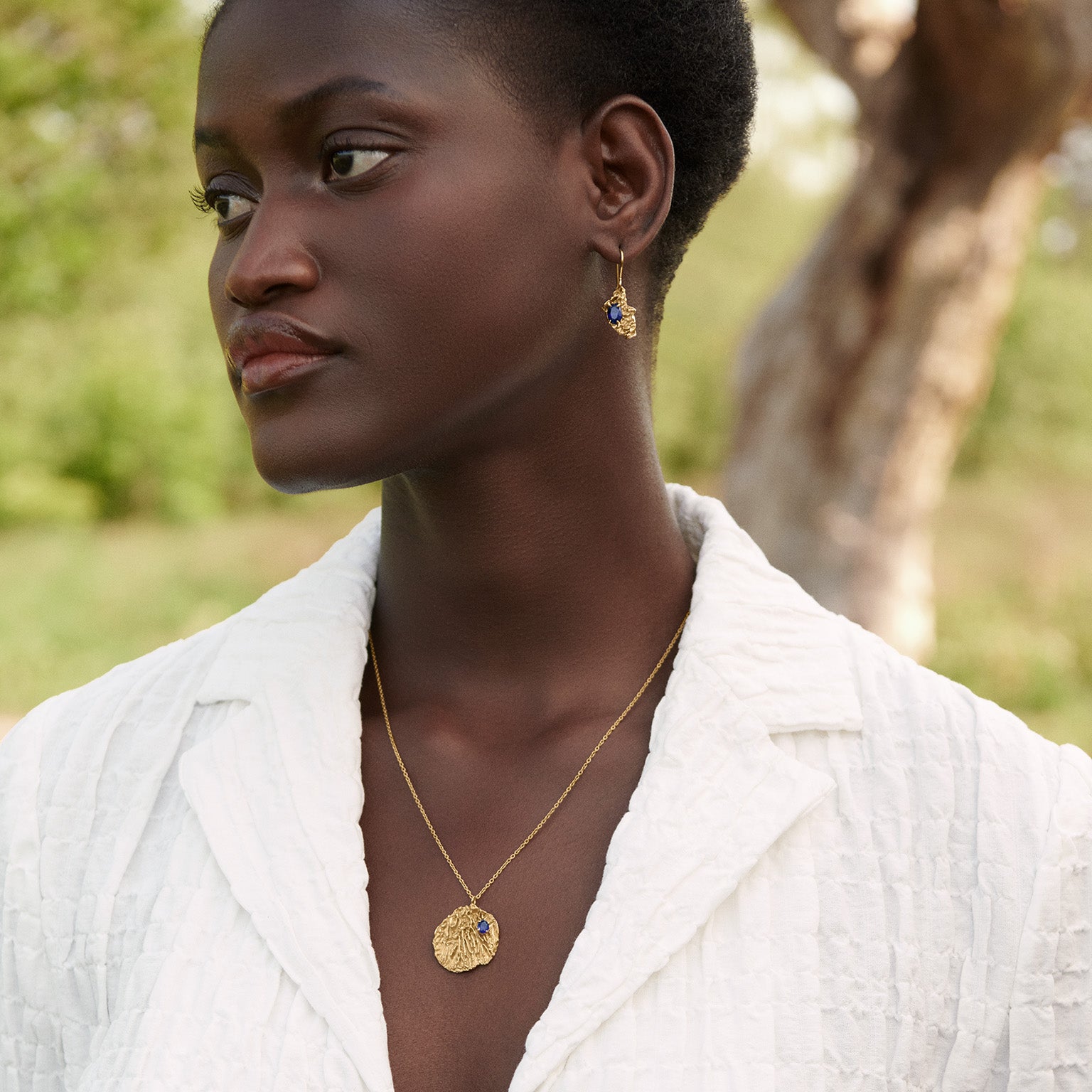 Maitake Sapphire Medallion Necklace