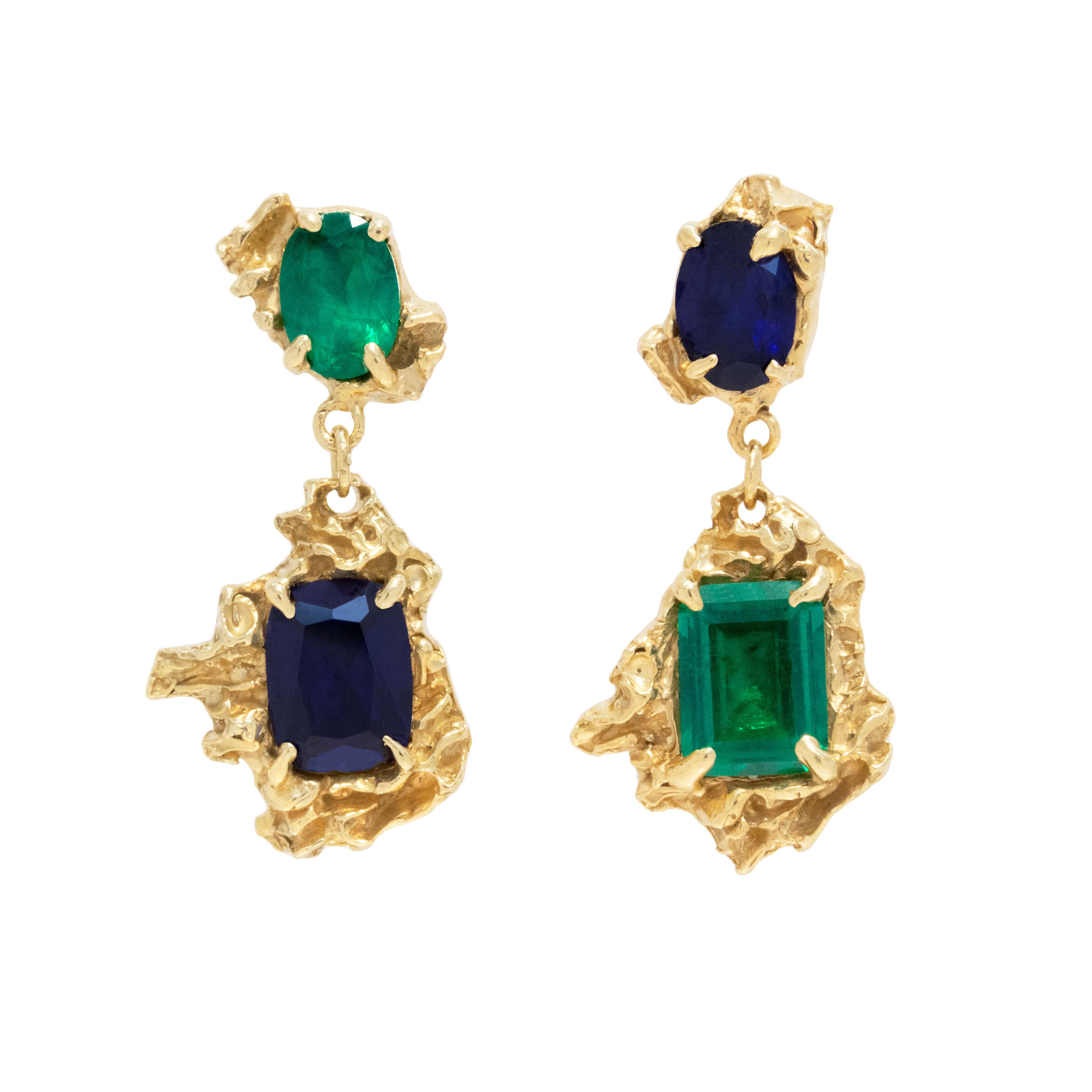 Rina Sapphire Emerald Earrings