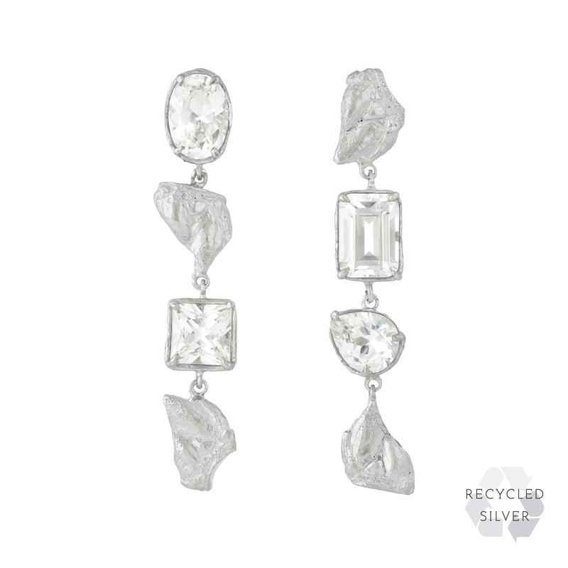 Sami White Sapphire Argenti Recycled Silver Earrings