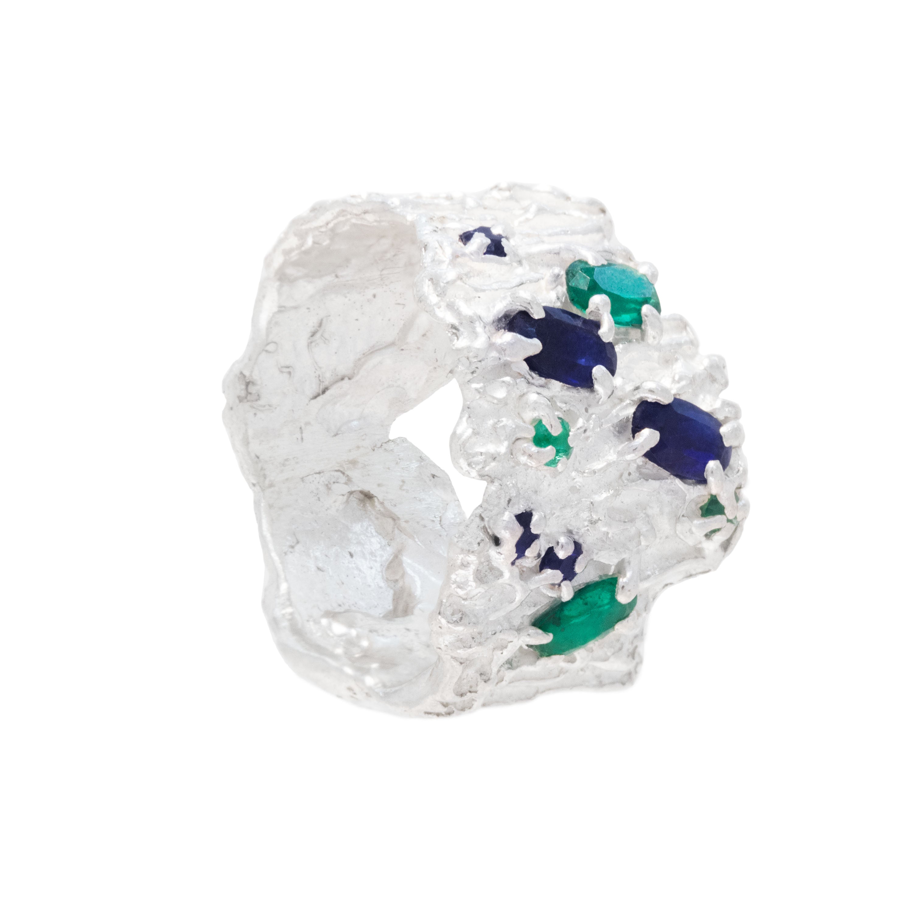 Shiitake Sapphire Emerald Argenti Ring