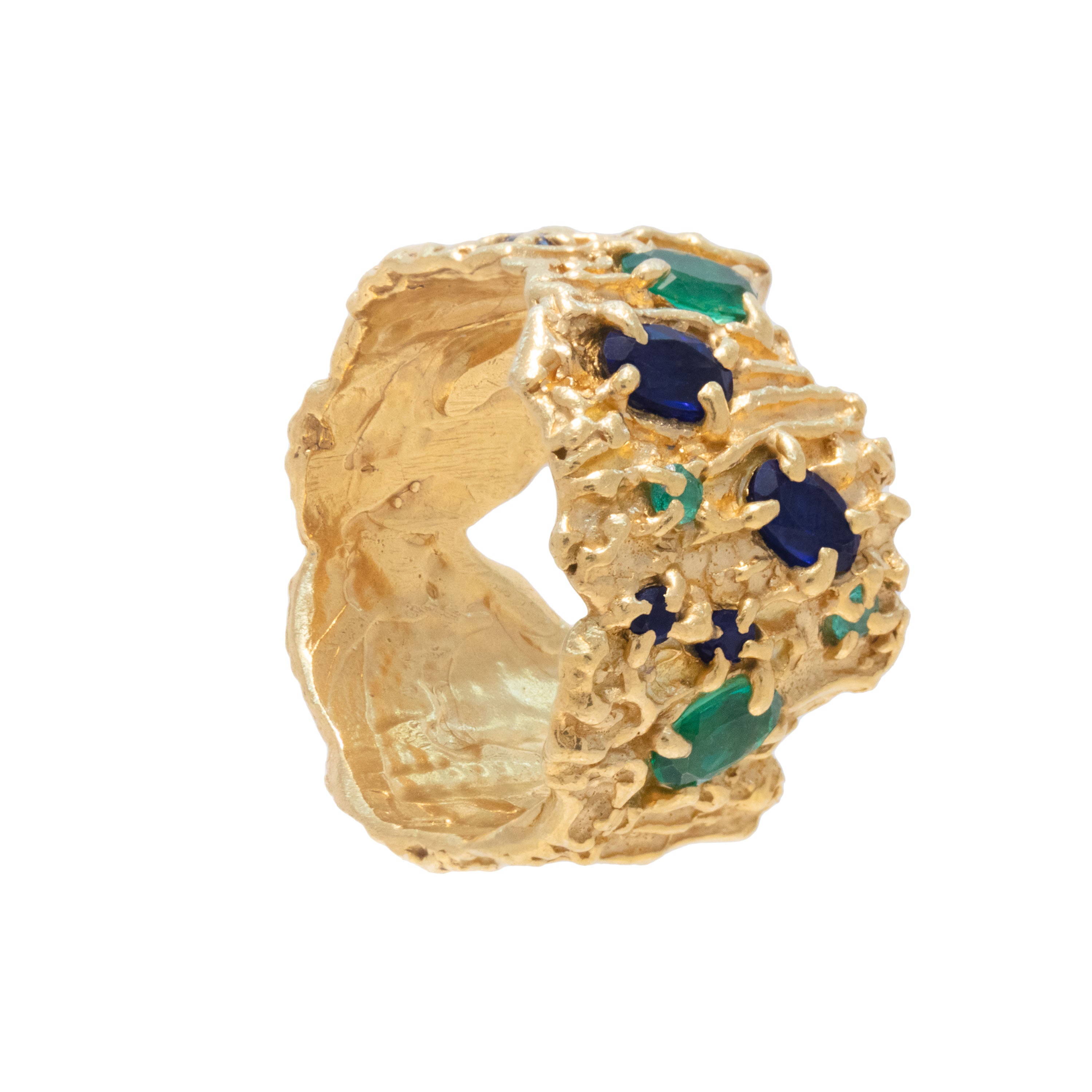 Shiitake Sapphire Emerald Ring