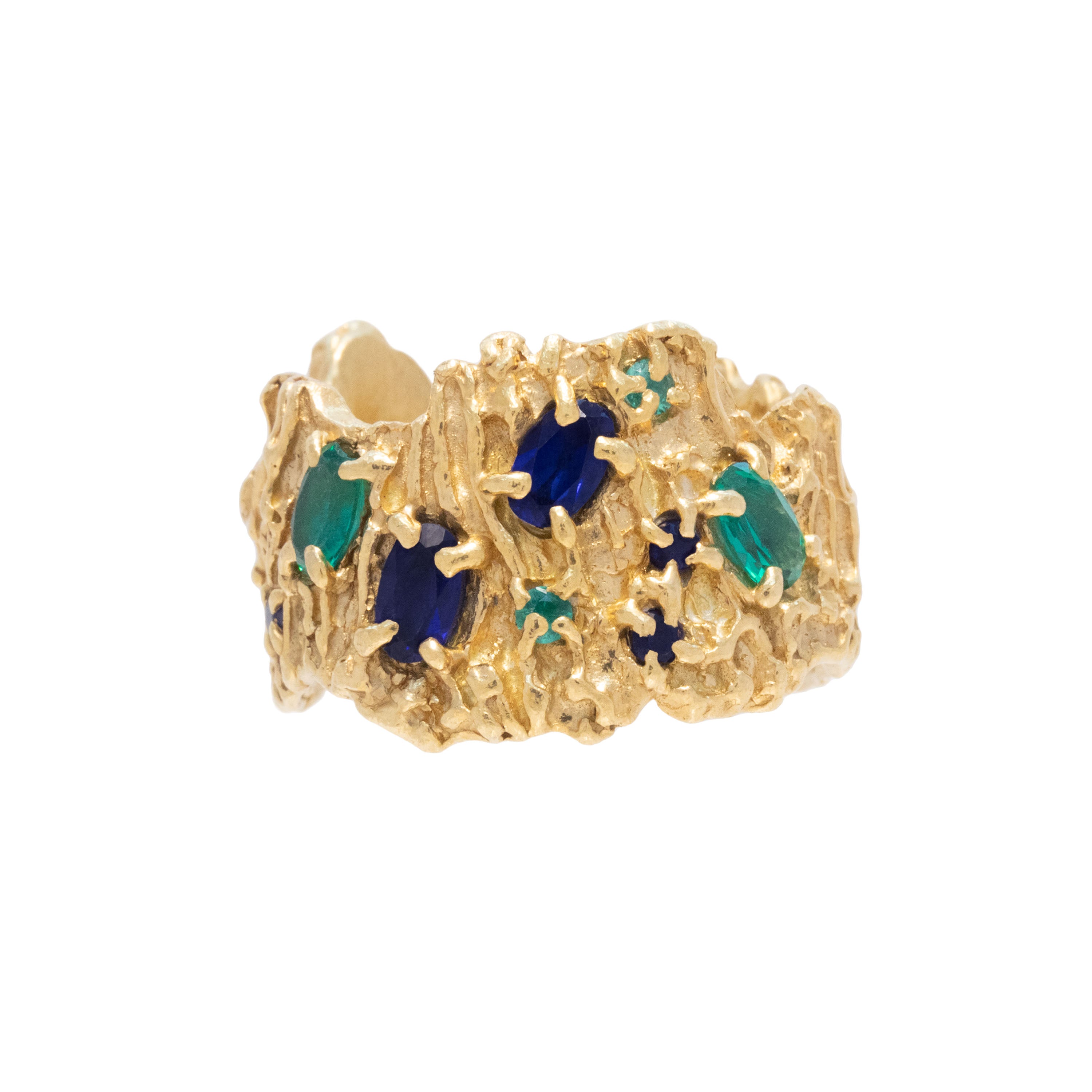 Shiitake Sapphire Emerald Ring