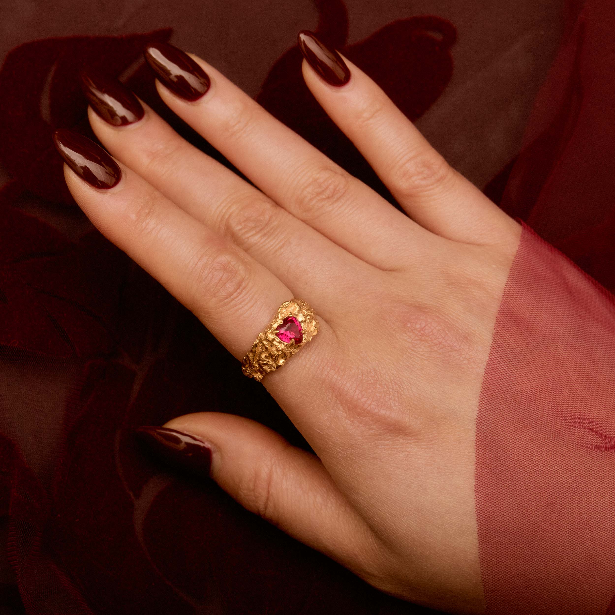 Red Heart Ruby Ring