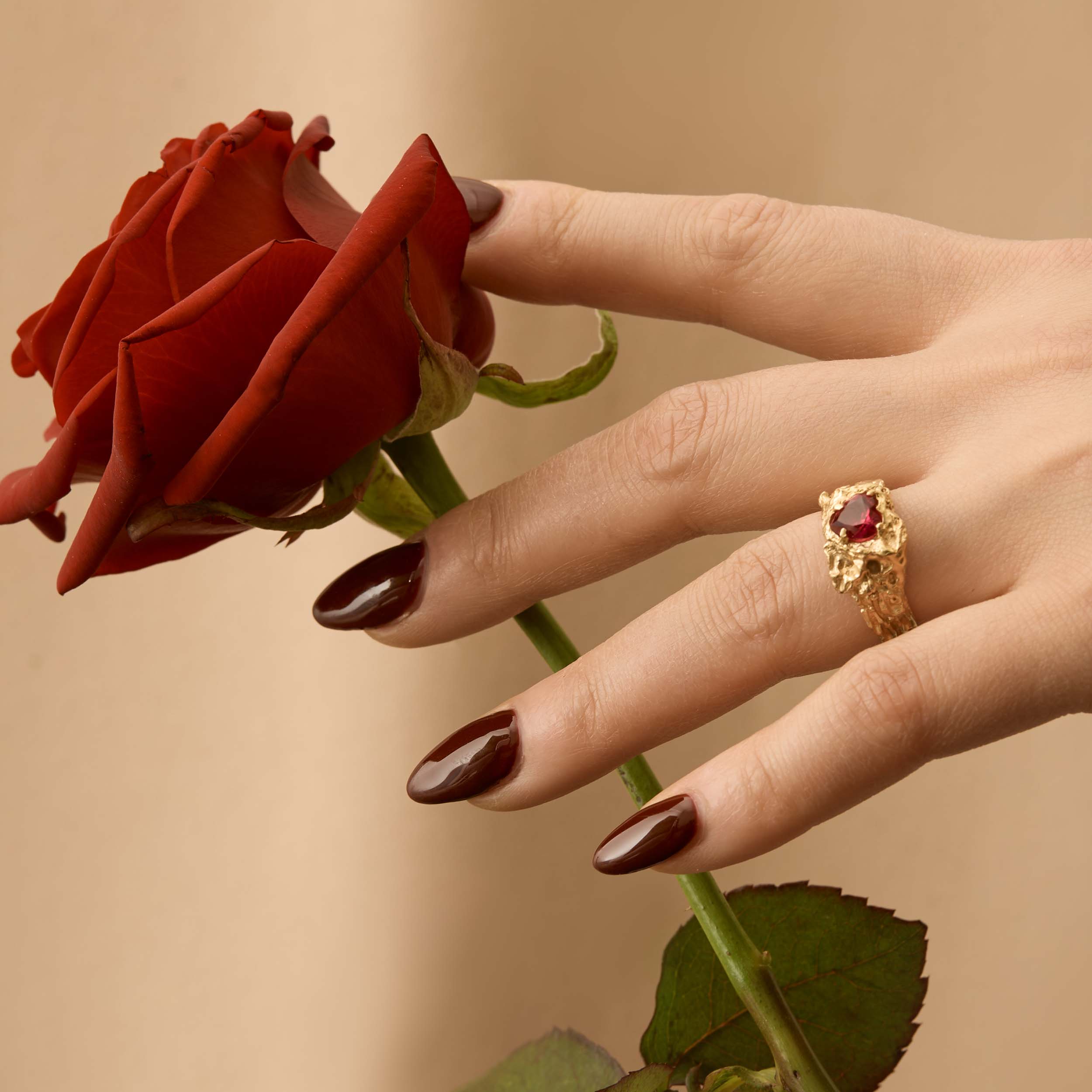 Red Heart Ruby Ring