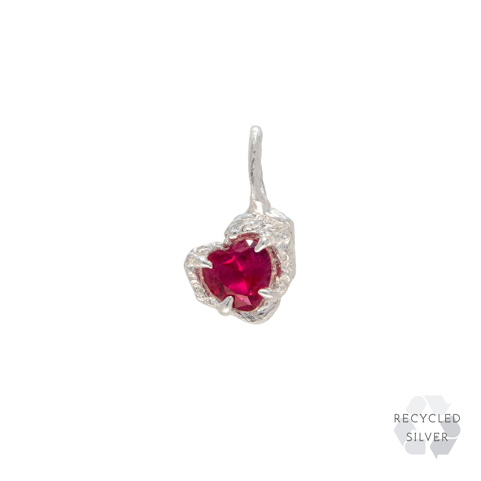 Red Heart Ruby Recycled Silver Pendant